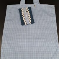 Shopper Bluse hell-blau-kariert