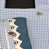 Shopper Bluse hell-blau-kariert